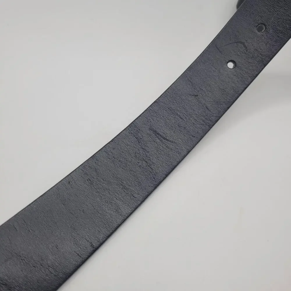 Gap Belt Mens 36 Black Leather Casual Minimalist Everyday Classic Silver Buckle